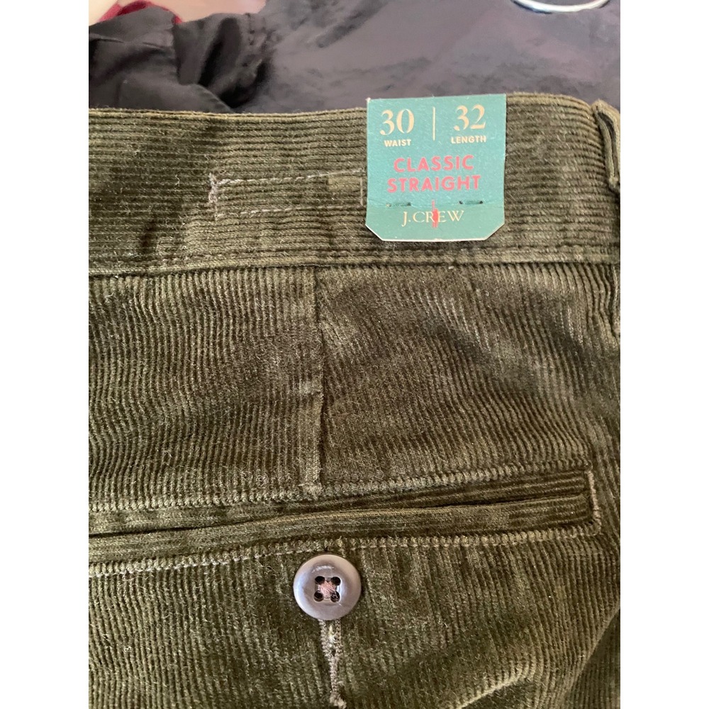 J.Crew Classic Straight Corduroy Pants Dark Olive Green 30x32 Oarsman - Picture 5 of 8